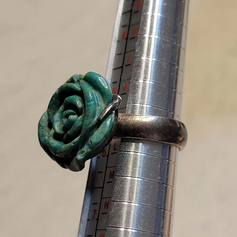 Vintage Sterling Silver Turquoise Rose Ring Mother's Day Gifts For Her 5.5